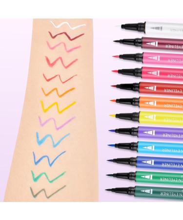 UIIOPJIOM 12 Color Liquid Eyeliner Set - Waterproof & Highly Pigmented Matte Eyeliner Pen for Long-Lasting Colored Eye Makeup - Ideal for Parties & Cosplay - Buy Online on GoSupps.com