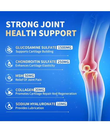 MABEFY Glucosamine Chondroitin Capsules 1500mg with MSM, Collagen, Turmeric - Joint Support Supplement for Men & Women, Joint Health Antioxidant Support, 90 Capsules - Buy Online on GoSupps.com