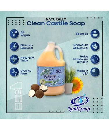Lemongrass Pure Castile Liquid Soap - Vegan Non-GMO All Skin Types 1 Gallon - Face Hand & Body Wash - Buy Online on GoSupps.com