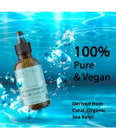 Zatoru Hyaluronic Acid Serum with Vitamin C - Organic Vegan Anti-aging Moisturizer - Hydrates, Brightens & Protects - 1 oz - Buy Online on GoSupps.com