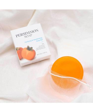  Yoelau Persimmon Soap Natural deodorizing soap for body and face with persimmon extract deeply cleansing and moisturizing for men and women 100 g with foaming net (5) - Buy Online on GoSupps.com