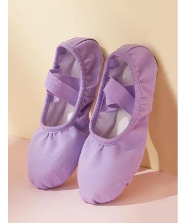 Seaur Girls' Glitter Sequin Satin Ballet Shoes - Leather Sole Dance Shoes for Kids 23-35 EU - Purple D02 Canvas - Buy Online on GoSupps.com