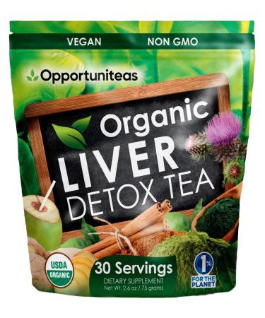 Organic Liver Detox Tea - Matcha Green Tea, Milk Thistle, Coconut Water, Spirulina, Ginger, & Cinnamon - Natural Cleanse to Boost Energy & Feel Better - Liver Care Support Supplement. Vegan & Non GMO