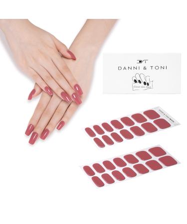 DANNI & TONI Semi-Cured Gel Nail Strips (Camellia) Gel Nail Stickers/Wraps Glossy Nail Wraps 28 Stickers