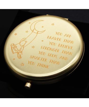 Muminglong Little Bear Inspirational Makeup Mirror - Braver Than You Believe (Gold) - Buy Online on GoSupps.com