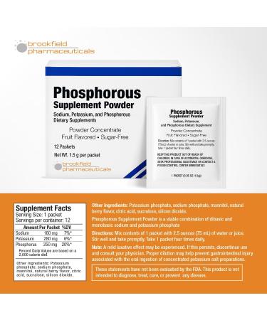 Phosphorus Supplements 12 Packets Dietary Supplements Powder with Sodium Phosphate and Potassium Phosphate Fruit Flavored Phosphorous Supplement Powder for Electrolyte Bone Health & Kidney Health - Buy Online on GoSupps.com