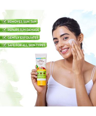 Mamaearth Ubtan Natural Face Wash with Turmeric & Saffron | Tan Removal & Skin Brightening | SLS & Paraben Free | 3.38 Fl Oz - All Skin Types - Buy Online on GoSupps.com