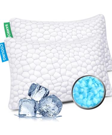 SUPA MODERN Cooling Bed Pillows for Sleeping 2 Pack Shredded Memory Foam Pillows Adjustable Cool Pillow for Side Back Stomach Sleepers Luxury Gel Pillows Queen Size Set of 2 Washable Removable Cover Queen (2 Count) Original White