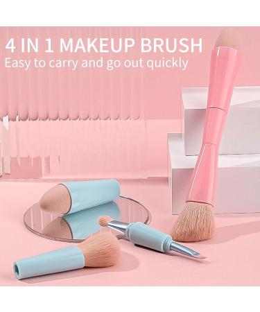 Double Ended Makeup Brush 4 in 1 Retractable Travel Cosmetic Brush Precision Makeup Sponge for Powder Eyeshadow Portable Cosmetics Tools for Daily Life Pink - Buy Online on GoSupps.com