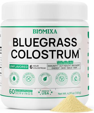 Bovine Colostrum Supplement - 100% Pure Whole Colostrum Powder - Grass-Fed Unflavored No Additives Gut & Immune Support Natural IgG 60 Servings - Made in USA