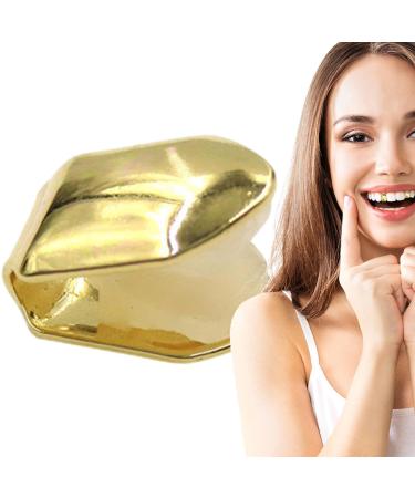 Gold Teeth Grillz 14k Gilded Grillz Shiny Hip Hop Grillz |Top Tooth Single Grill Cap trendy tooth jewelry party accessories for women and men stylish grill mouth bling for a fashionable LO