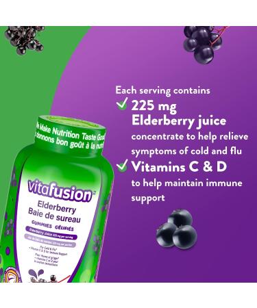 Vitafusion Elderberry Gummy Supplements 225mg Zinc/day 60 Count - Buy Online on GoSupps.com