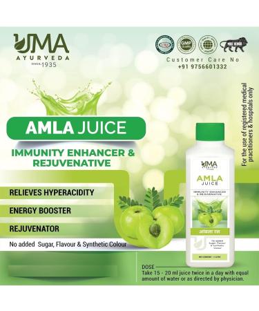  AOZA AOZA UMA AYURVEDA Amla Juice (1 Litre) | Immune Booster Energy Booster Rejuvenator | No Added Sugar Flavour or Synthetic Colour - Buy Online on GoSupps.com