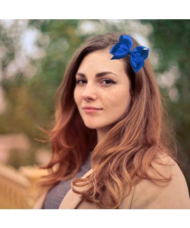 2 Pcs Blue Ribbon Hair Bow Clips Barrettes - Hair Styling Accessories for Girls & Women - Perfect for Christmas, Wedding, Birthday, Valentine's Day - 6 Inch - Buy Online on GoSupps.com