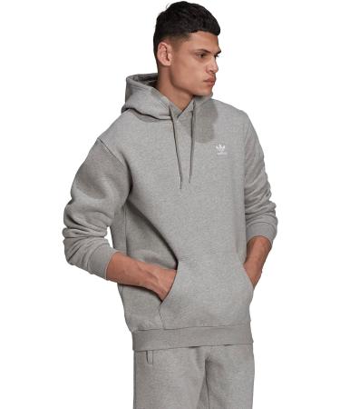adidas Originals Men's Trefoil Essentials Hoodie - Medium Grey Heather - Buy Online on GoSupps.com