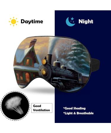 Christmas Train Station Sleep Eye Mask - Elastic Strap/Headband - for Women Men, Travel Nap - Buy Online on GoSupps.com