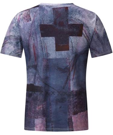 BEUU Mens Christ Belief Cross Print Crewneck Tee in Wine-273 | Summer Short Sleeve T-Shirt for Hiking & Athletics - Buy Online on GoSupps.com