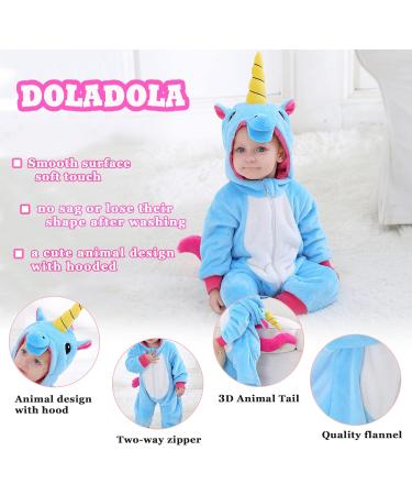 Doladola Baby Animal Hooded Romper | Toddler Jumpsuit | 18-24 Months Blue Unicorn | Autumn Winter Outfit - Buy Online on GoSupps.com