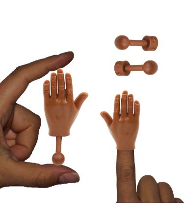 Daily Portable Dark Skin Tone Tiny Finger Hands 2 Pack - Little Finger Puppets Mini Rubber Flat Hand Miniature Small Hand Puppet Prank from Tiktok - 1 Left and Right Finger Hands