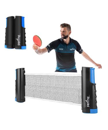 Ping Pong Net, Play Anywhere PPong Retractable Table Tennis Net for Any Table, Portable Ping Pong Net Adjustable Any Table Travel Holder Indoor Outdoor Sports
