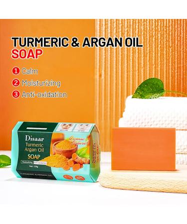 Turmeric Argan Oil Face & Body Soap - Moisturizing Anti-Oxidant Pore-Cleansing Skin Repair | 120g / 4.2fl.oz - International Shipping Available - Buy Online on GoSupps.com