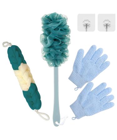 Loofah - Body Scrubber for Shower  Long Handle Back Loofah Shower Brush  Soft Nylon Mesh Back Cleaner Washer  Loofah On a Stick for Men Women  Loofah Sponge Exfoliating Body Scrubber for Skin Care