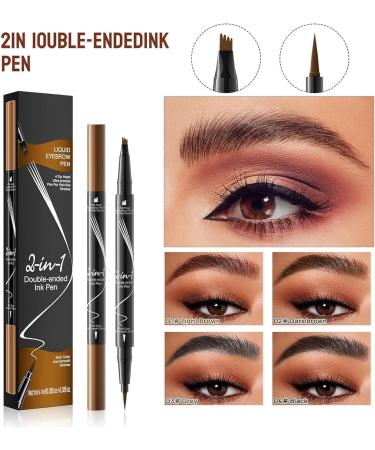 Hellokiss Liquid Eyebrow Pen Curved Brow Pen Trailott Eyebrow Pen 3D Microblading Eyebrow Pencil Upgraded Waterproof with 4-Fork-Tip Precise Brush-Tip 2-in-1 Microblading Eyebrow Pencil (04#) - Buy Online on GoSupps.com