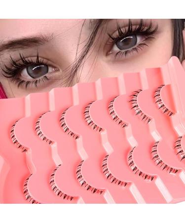 7 Pairs Bottom Lashes Clear Band Wispy Natural Look Lashes Japanese Manga Style Spiky Anime Lower Lashes Dramatic DIY Cosplay Bottom Eyelashes Reusable (A01)
