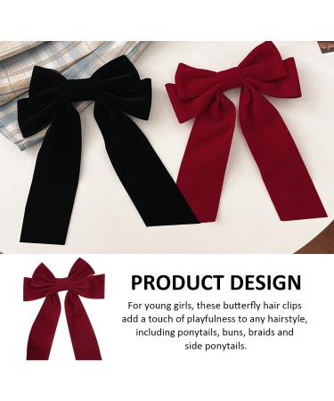 3 Pieces Bow Hair Clips Cute Hair Clip Accessories Gothic Hair Accessories Velvet Bows Hair Bows For Women - Buy Online on GoSupps.com