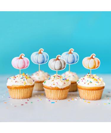 Keaziu 24 Pack Pumpkin Cupcake Toppers Girl Baby Shower Decorations Pumpkin Birthday Decorations Cupcake Picks Pumpkin Gender Reveal Cupcake Toppers Colorful - Buy Online on GoSupps.com