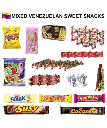 Latin Sabor Venezuelan Sweet Snacks Gift Crate - Assorted Cookies, Chips & Candies Mix - Cocosette, Susy, Toronto Chocolate - 30 Count - Buy Online on GoSupps.com