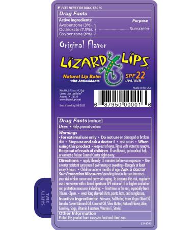 Lizard Lips SPF 22 Lip Balm - Original Vanilla 4 Pack - Buy Online on GoSupps.com