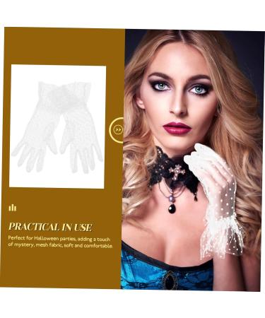 minkissy 1 Pair Black Gloves Cocktail Women Short Gloves Vintage Gloves for Woman Bridal Mesh Gloves Wedding Short Gloves Tea Party Short Gloves Hollow Out Women's Accessories White Lace - Buy Online on GoSupps.com
