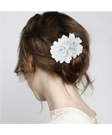 6 Pcs White Crystal Flower Hair Clips - Bridal Wedding Hair Barrettes for Women and Girls - Buy Online on GoSupps.com