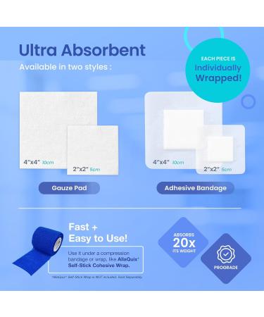 Lite Stop Bleeding Bandage - Calcium Alginate Wound Dressing (2-inch Square Box of 10) | First Aid Hemostatic Gauze for Effective Blood Clotting - Buy Online on GoSupps.com