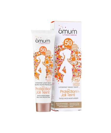 OMUM - Tinted sand facial sunscreen SPF50 40 ml - Ma Protection Joli Teint - Certified organic facial moisturizer - Anti-UVA/UVB protection - Made in France Vegan Pregnancy and breastfeeding compatible