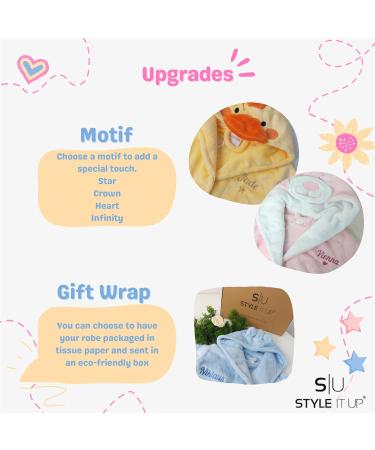 Personalized Baby Kids Matching Set Dressing Gown | Plush Fleece Robe | Soft Cozy Velvet | Embroidered Gift | 6-12 Months | White - Buy Online on GoSupps.com
