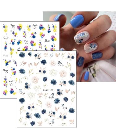 JMEOWIO 9 Sheets Spring Flower Nail Art Stickers Decals Self-Adhesive Colorful Summer Floral Nail Supplies Nail Art Design Decoration Accessories - Buy Online on GoSupps.com