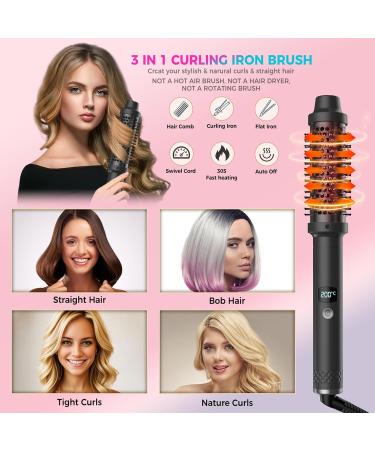 Thermal Brush Ukliss Curling Brush 3 in 1 Heated Round Brush Double PTC 30S Fast Heat Up Hot Brush Dual Voltage Ideal for Travel Straightening Curling Heat Brush for Hair Styling (Black) - Buy Online on GoSupps.com