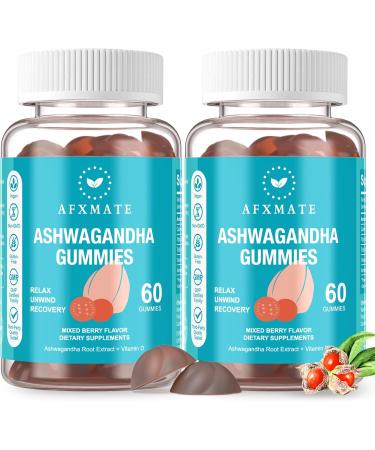 AFXMATE Ashwagandha Gummies & Vitamin D Gummies for Men & Women 120 Count Aswangdha Supplement (Non-GMO Sugar Free & Gluten Free) - Buy Online on GoSupps.com