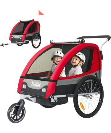Tiggo 2-in-1 Children's Bicycle Trailer & Jogger | International Shipping | Red Color - Model 50402 - Buy Online on GoSupps.com