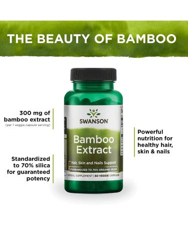 Swanson Bamboo Extract 300mg - Hair, Nails, Collagen Support - 60 Veggie Capsules - Buy Online on GoSupps.com