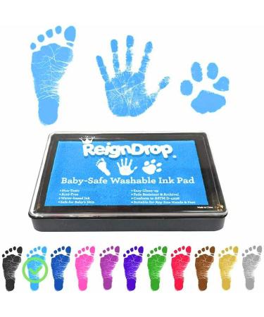 ReignDrop Ink Pad For Baby Footprint & Handprint - Creates Impressive Long Lasting Keepsake Stamp for Infant & Kids. Smudge Proof Easy to Wipe Off Skin Safe & Gentle Acid Free(Sky Blue)