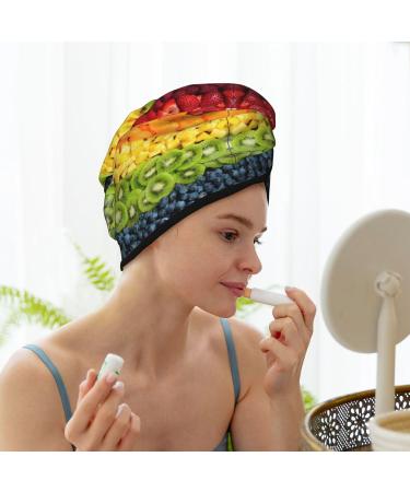 Fruit Rainbow Coral Velvet Dry Hair Cap - Unisex Towel Wrap for Bath Pool Beach | Ideal Home Accessory - Buy Online on GoSupps.com