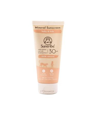 Suntribe Natural Baby & Kids Mineral Sunscreen SPF 30-100 ml Organic Perfume Free - 100% Natural & Reef Safe Non-Nano Zinc Oxide Water Resistant - Best Mineral Sunscreen 2022 (The Independent)