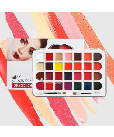 Lipstick Palette - Long Lasting Eyeshadow - Water Resistant - 28 Shades - Long Lasting Blusher - Water Resistant - Beauty Kit for Women Adults Teens & Young Girls L v - Buy Online on GoSupps.com