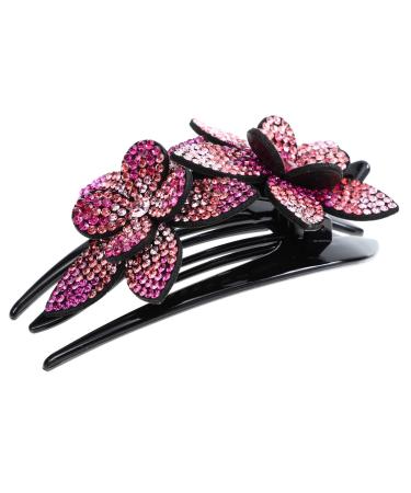 Housoutil Grip Hair Back Hair Holder Clip Korean Hair Clips Curl Clips Rhinestone Barrettes for Women Rhinestones Back Hair Clip Miss South Korea