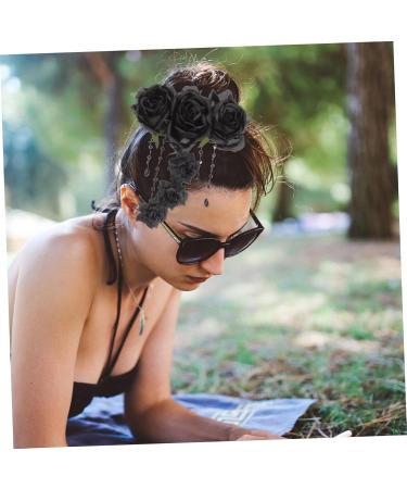 Ipetboom Rose Hair Clip Halloween Hair Accessories Women's Hair Clips Cosplay Hair Accessories Party Hair Accessories Black Headband Tiara Gothic Black Rose Hairpin Gothic Hairpin Girl Gel - Buy Online on GoSupps.com