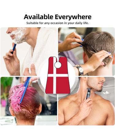 Danish Flag Print Beard Bib Apron - Men's Beard Hair Catcher for Shaving & Trimming - Black Beard Cape Cloth - Buy Online on GoSupps.com