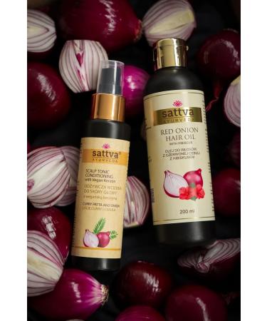 Sattva Ayurveda Huile capillaire l'oignon rouge et l'hibiscus Huile de soin naturelle du cuir chevelu et des cheveux pour des cheveux plus forts et plus denses 200 ml - Buy Online on GoSupps.com
